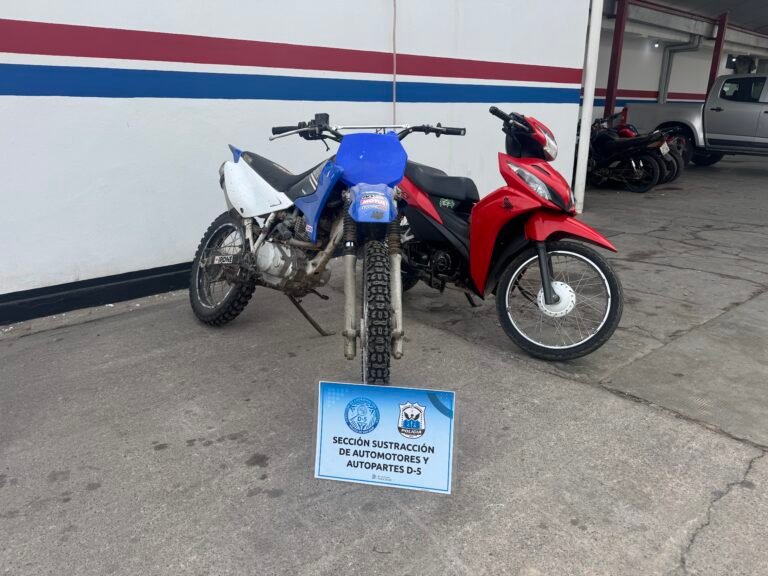 Golpe al robo de vehículos: recuperan dos motocicletas